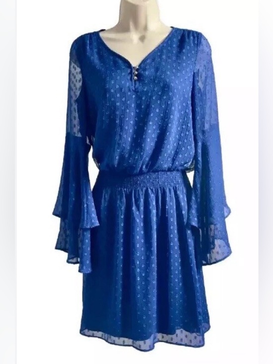 White House Black Market Dresses & Skirts - Like New White House Black Market Cobalt Blue Long Sleeve Tiered Bell Dress